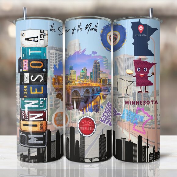 Minnesota Tumbler, Minnesota Stainless Steel Tumbler, Minnesota Travel Mug - Picture 1 of 7